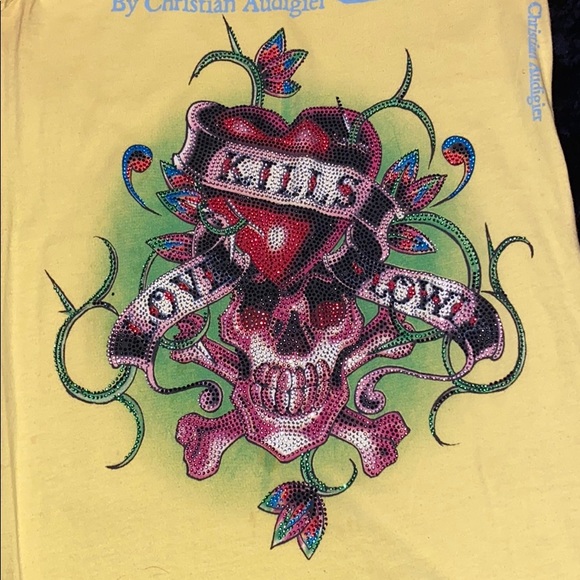 Ed hardy yellow t-shirt - Picture 2 of 4